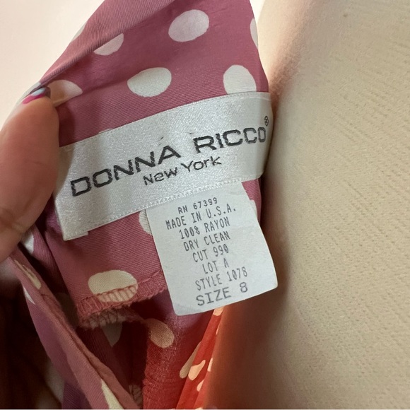 Vintage Women's Size M Bust 36 inches Sleeveless Pink and White Polka Dot Dress - Picture 5 of 7